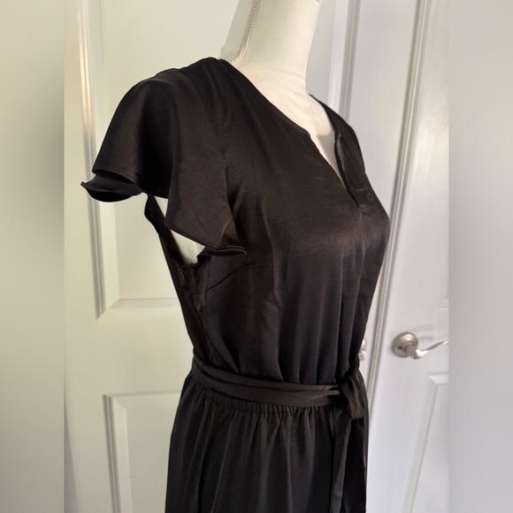 Lucky Brand Women's Flutter Sleeve Satin Tiered Midi Dress - Picture 10 of 16